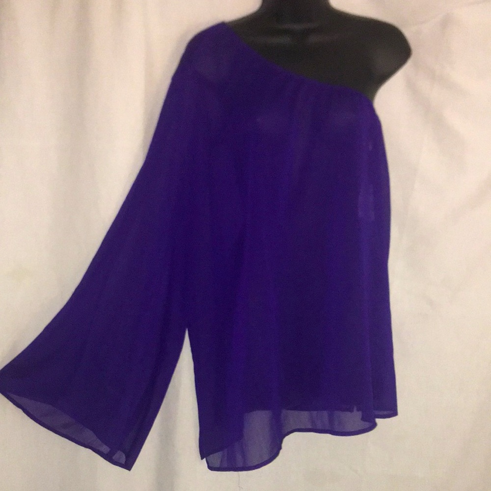 L8ter Purple Long Sleeve Off Shoulder Top